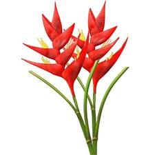 4 PCS Red Artificial Heliconia 33.5 Inch Latex Faux Bird Of Paradise Flowers