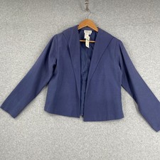 Coldwater Creek Jacket Womens Size S Blue Silk Linen Blend Open Front NWT