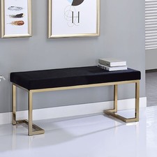 Black and Champagne Bench with C Metal Base