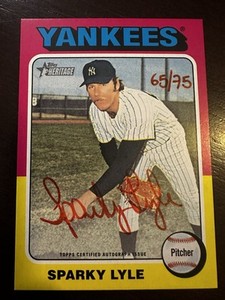 2024 Topps Heritage High Number Sparky Lyle Real One Red Ink Autograph /75