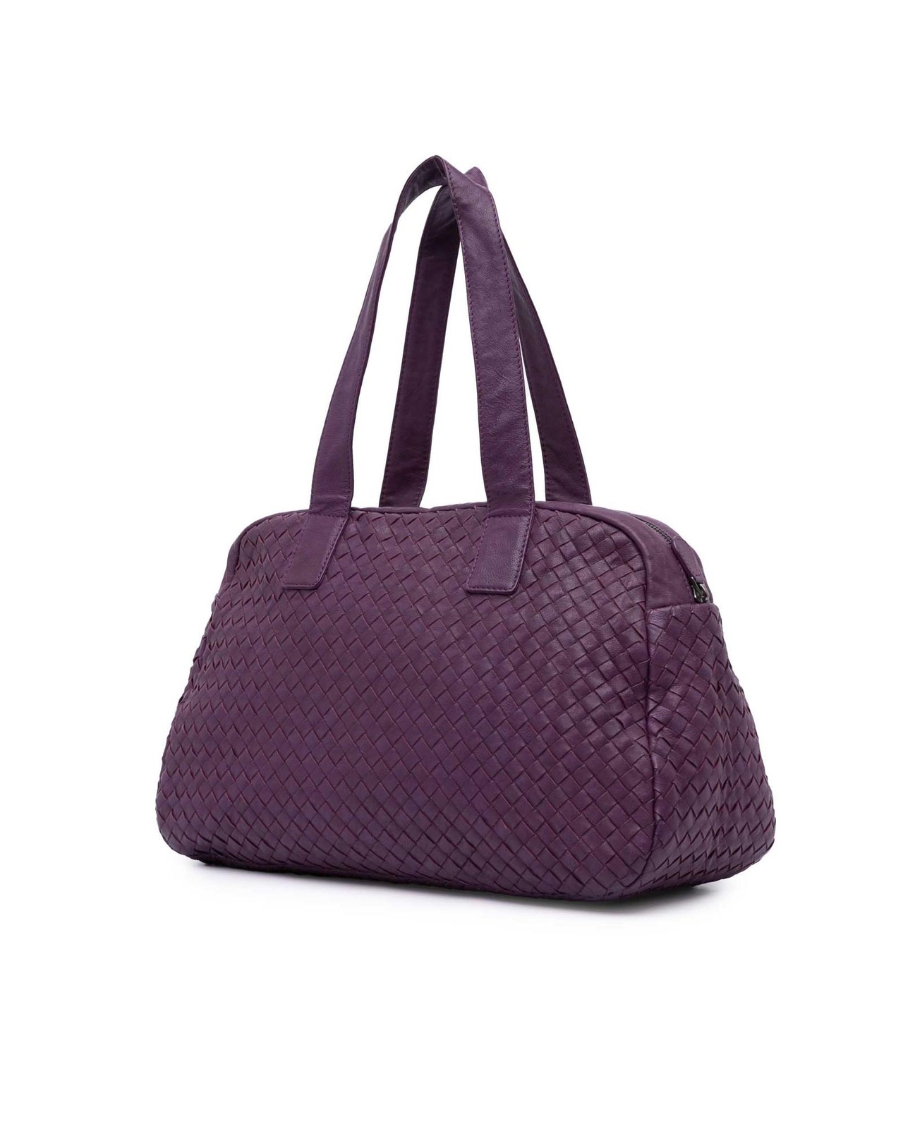 Preloved bottega veneta Intrecciato Woven Leather Tote Women Purple Shoulder Bag thumbnail 2