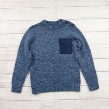 Zara Solid Knit Pocket Crewneck Sweater