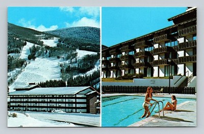 Vail Colorado Holiday Inn Ski Resort Pool Chrome Postcard 1960s R.C. Bishop