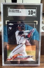 2018 Topps Chrome⚾️RONALD ACUNA JR RC #193💥CHROME ROOKIE SGC 10🔥Braves