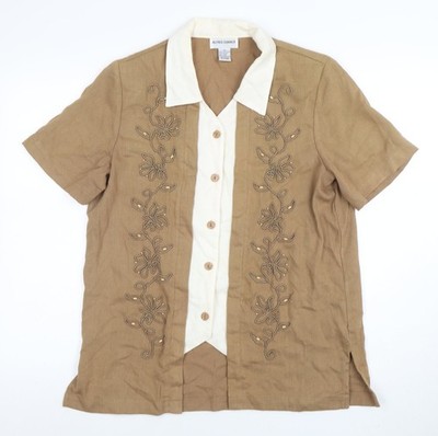 Klassische Damenbluse Alfred Dunner beige Größe 10