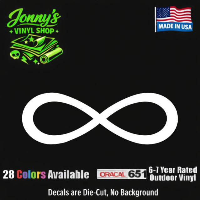 Vinyl Car Window Laptop Infinity Sign Decal Made In Usa