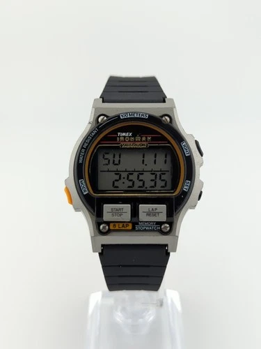 TIMEX VTG 1990's Ironman Triathlon 484-A Indiglo 8-Lap Digital Alarm 38mm Watch