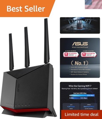 RT-BE86U WiFi 7 Router: Ultra-Fast Dual-Band at 6800 Mbps for Gaming & Streaming