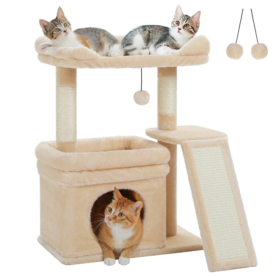 PAWZ Road Small Cat Tree Tower for Large Adult Cat with Wide Top Perch Condo Toy - Image 3 of 4