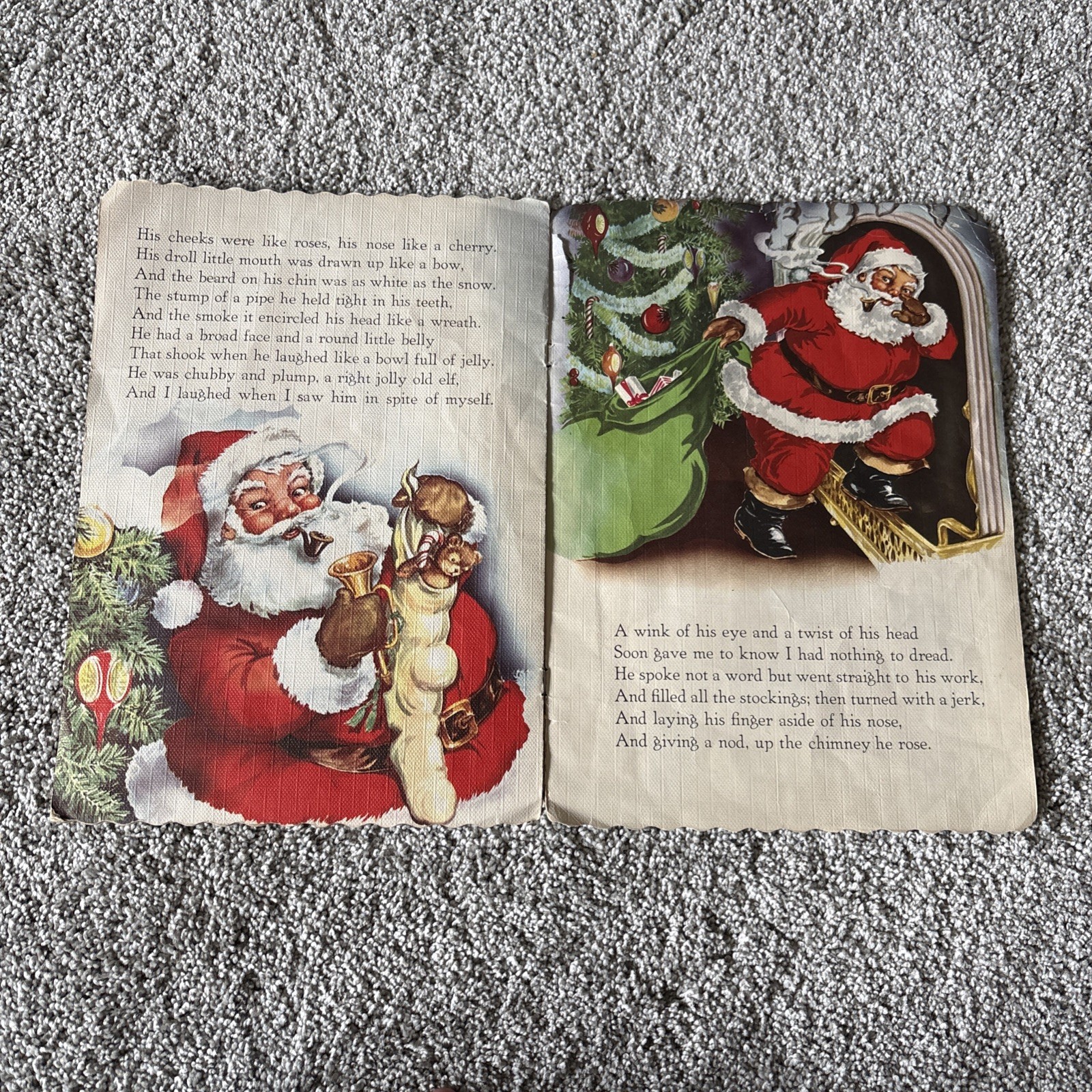 Night Before Christmas 1956 Large Book by Whitman Publishing with Flocking