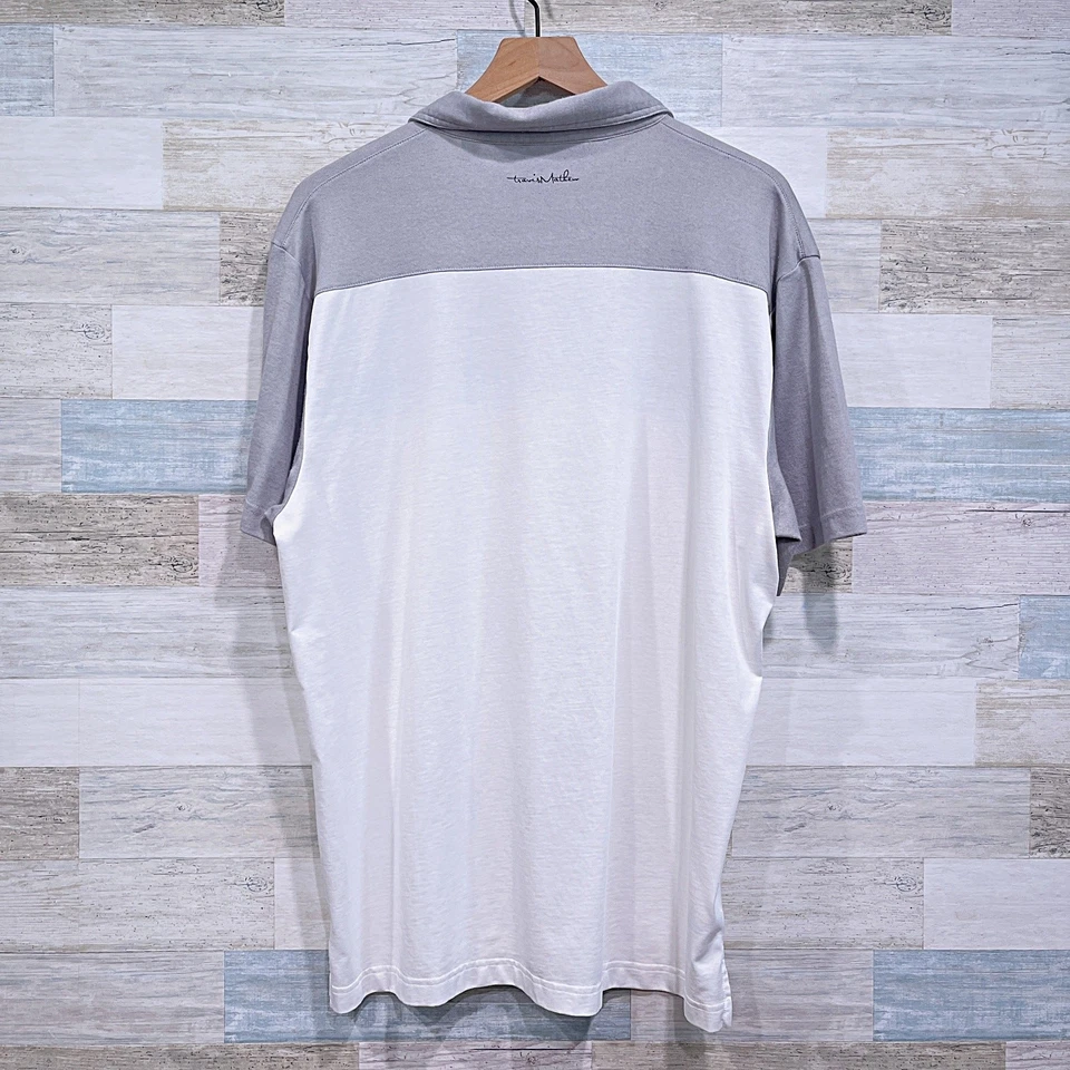 Polo de golf Travis Mathew Leeway a rayas de algodón Pima blanco gris para hombre XL Foto 3 de 4