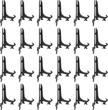 24 Pcs 3 Inch Black Plastic Easels Plate, Picture Frame Stand Holder Acrylic Dis