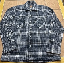 Common People Blue Plaid Button Up Collared Shacket Jacket Pockets Size Medium