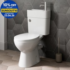 2-in-1 Close Coupled Toilet With Sink On Top Cloakroom Combo Space Saving Unit
