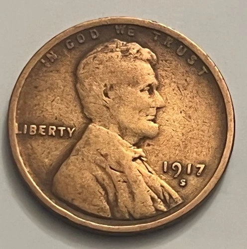 1917-S Lincoln Wheat Cent VF Brown Early San Francisco Issue BN155