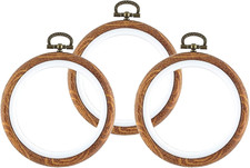 3 Pieces 4 Inch Embroidery Hoop Set Imitated Wood Display Frame Embroidery Hoops