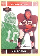 2007 Topps Co-Signers Changing Faces Gold Green #45B Jim Brown Brady Quinn /249