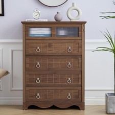 Three-Drawer Wooden Frame Storage Chest with Woven Wicker Basket Drawers — listing 4