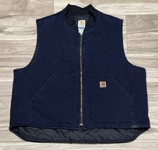 Size XXL - Vintage Carhart V02 MDT Vest Union Made Navy Blue Made In USA