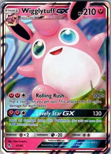 Wigglytuff GX 42/68 Holo GX Rare Hidden Fates Pokemon Near Mint