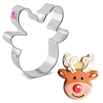 Reindeer Head Christmas Cookie Cutter Ann Clark Metal Baking Tool Parties Crafts