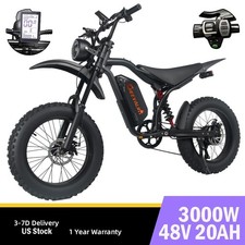 3000W Electric Dirt Bike 48V 20Ah 20 4.0" Fat tire E-Motorcycle 7 Speed 45km/h