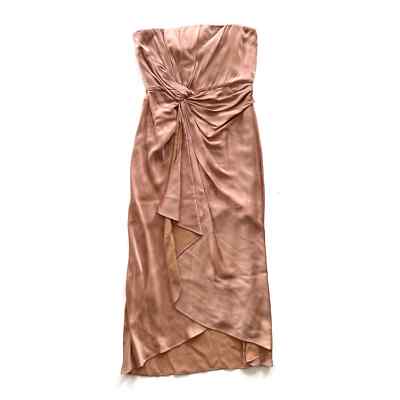 A.L.C. Roya Strapless Knot-Front Midi Dress in Tan Size 0