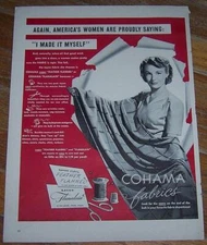 Cohama Fabrics American Women 1942 World War II Life Magazine Advertisment