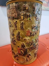 Vintage J.L Clark 14.5" Paper Mache 3D Metal Trash Can USA Playtime