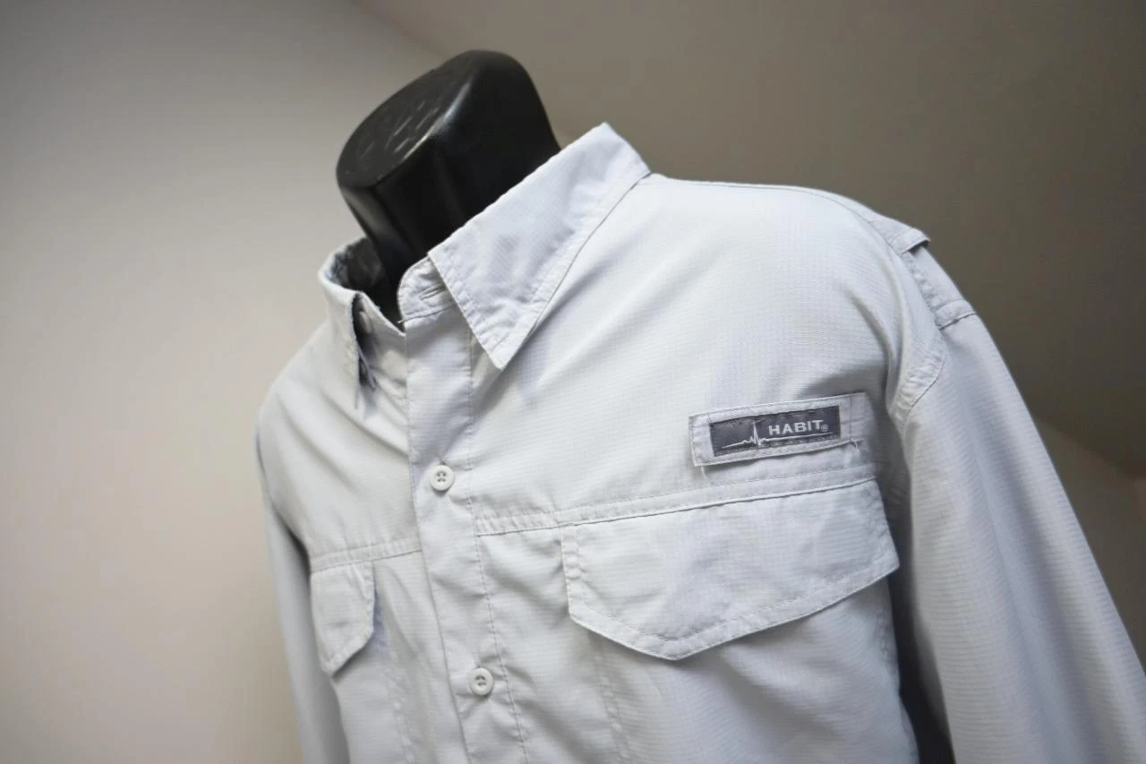 Habit Vented Fishing Shirt Gray Long Sleeve Camping Outdoors Mens Size 3XL