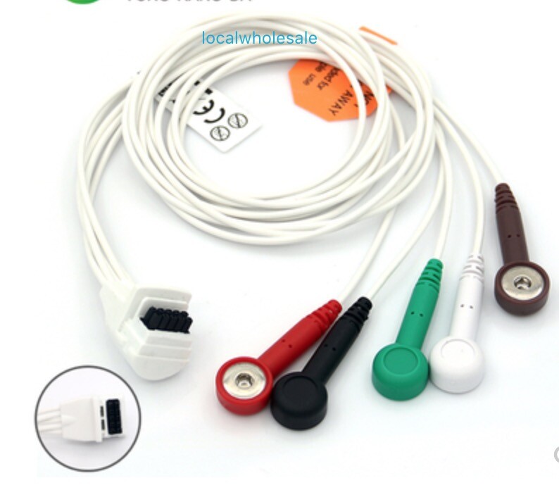 2pcs Mortara H3 channel machine holter 5 leads telemetry ECG cable