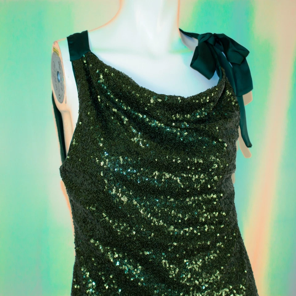 JENNIFER LOPEZ New Green Olive Women Sequins Formal Tank Top Size PM Petite - Image 3 of 4