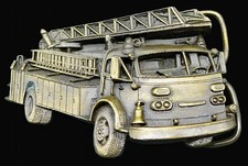 Fire Engine Ladder Truck Firefighter Fireman Bergamot Vintage Belt Buckle