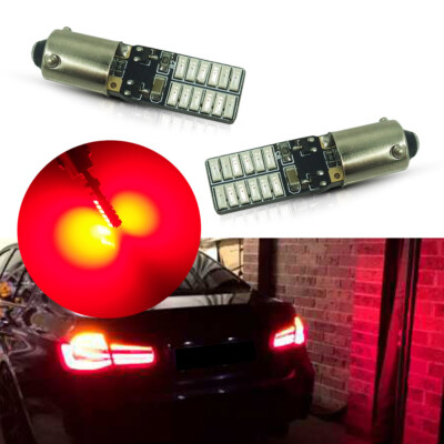 2pcs Red Error Free 24-SMD 120° Bay9s H21W 64136 Car Auto LED Light Bulbs Lamps