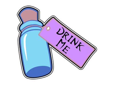 Drink Me Shrink Bottle Animated Cartoon Sticker Waterproof Vinyl Decal Die-Cut