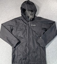 Columbia Omni-Tech Jacket Youth Medium Black Long Sleeve Rain Full Zip Hooded
