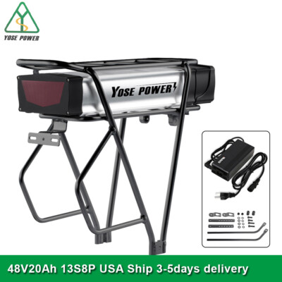 48V 20Ah Rear Rack Lithium ion Ebike Battery with Rack 1000W 1500W 48V  Battery