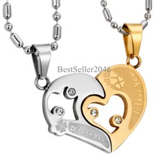 His Hers Couple Stainless Steel "I Love You" Heart Pendant Men Women Necklace