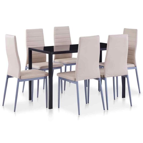 Modern 5/7 Pieces Dining Set Tempered Glass Kitchen Dinner Table & 4/6 chairs - Picture 9 of 17