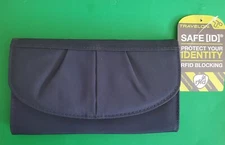 Travelon Safe RFID Navy Blue Wallet Clutch Travel Passport Safety