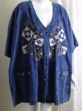 Nwt Club Z Denim Jean Twill Sz 26 28 3x Vtg 80s 90s Funky Acid Wash Jacket Top