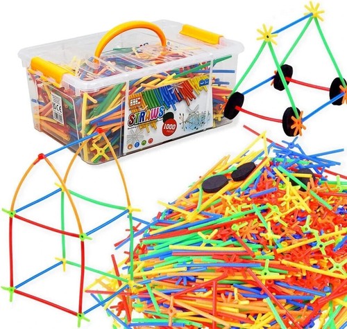 Juguete creativo para construcción de pajitas para niños hacer construcción 1000 piezas - Imagen 11 de 12
