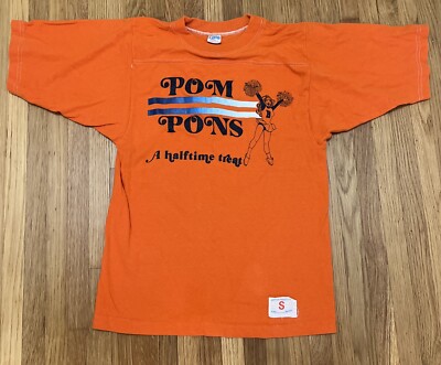 VINTAGE 1970s CHAMPION FOOTBALL CHEERLEADER T SHIRT S POM PONS A 