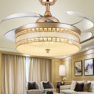 42 Gold Crystal Led Ceiling Fan Light Chandelier Fixture W