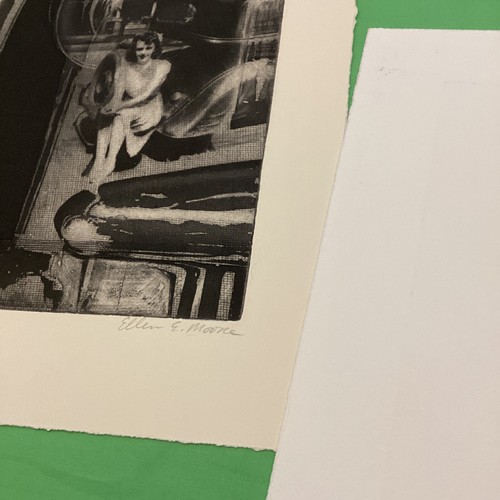 CAR, AUTOMOBILE, WOMAN, FIGURE etching, nostalgia, antique, original art - Picture 2 of 8