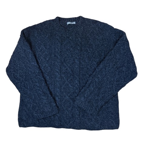 Vtg J Crew Men Sz XL 100% Wool Dark Gray Cable Knit Crew Neck Sweater Oarsman - Picture 11 of 11