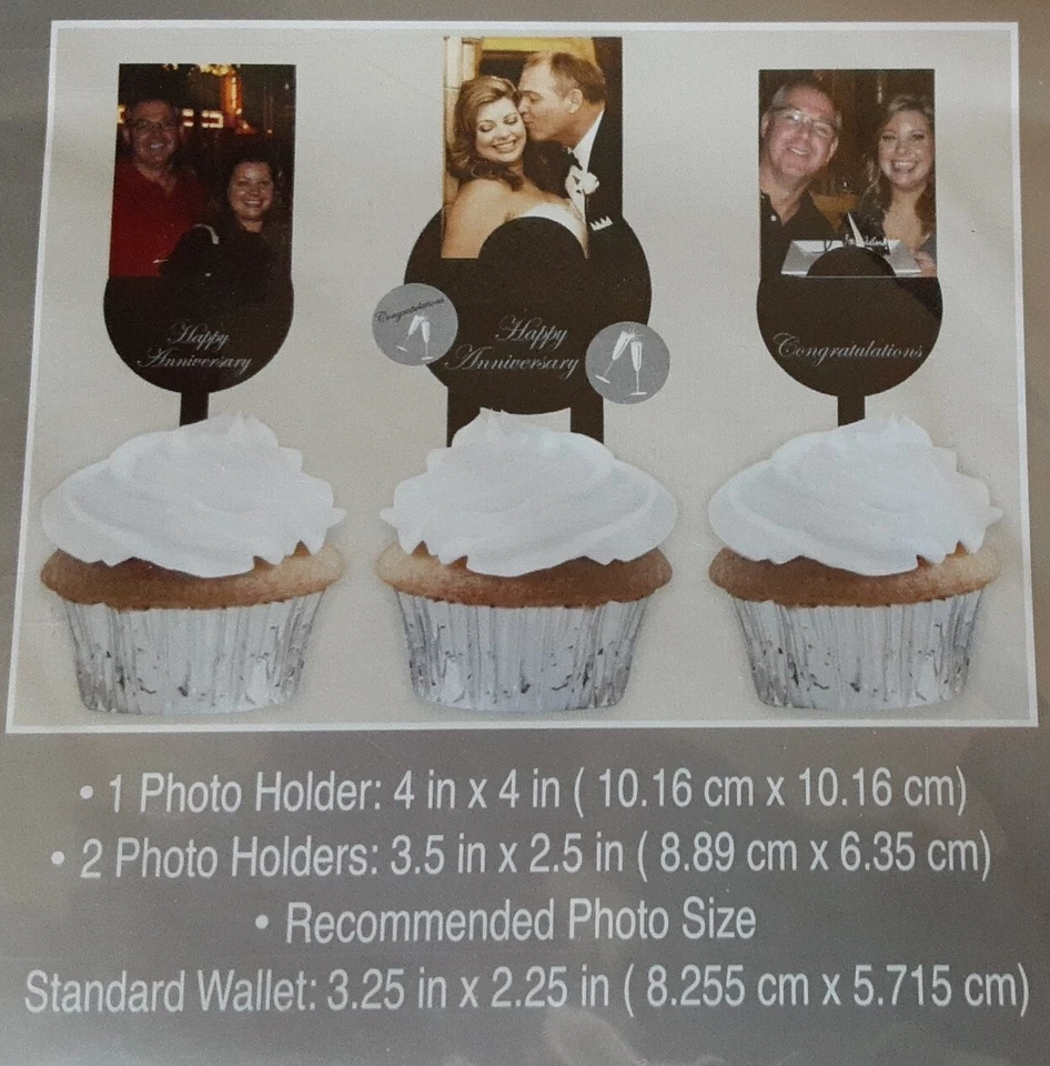 12 piezas Portafotos Feliz Aniversario Cupcake Toppers Selecciones Fiesta Decoración Favores Foto 2 de 2