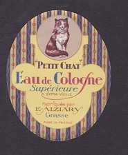 Ancienne étiquette eau de cologne Grasse Petit Chat