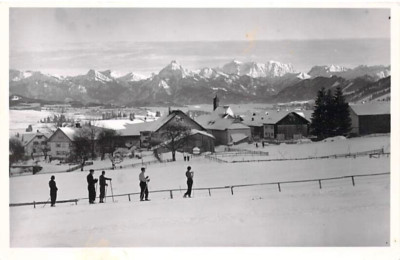 Bad Oy AK Winter Skifahrer Schnee Panorama Zugspitze Foto um 1950 Kleinformat
