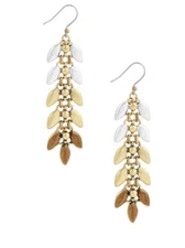 $35 Lucky Brand tri tone leaf linear drop earrings F1 204